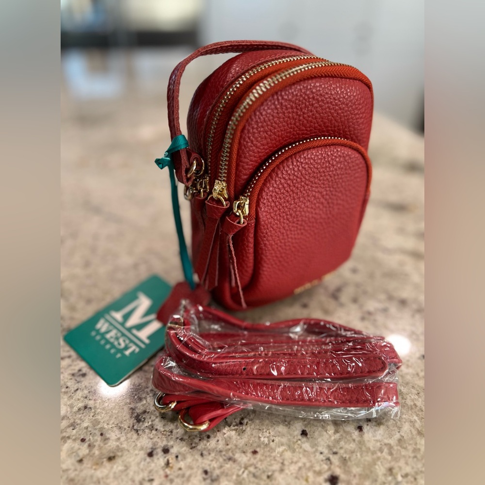 Montana West Mini Backpack Purse Crossbody Travel Real Leather "Red"